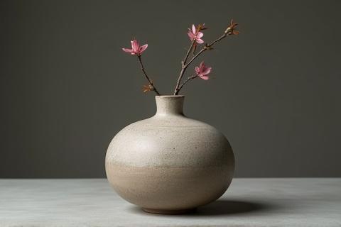 生け花用の素朴な陶器の花器