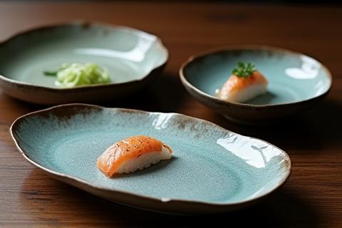 手打ち風陶器の寿司皿